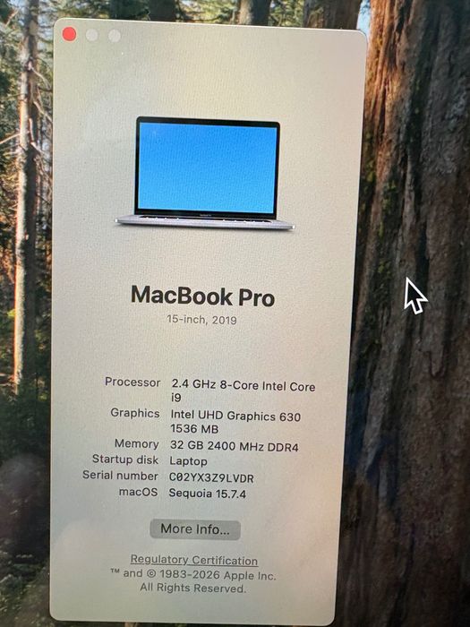 MacBook Pro 15", 32 GB RAM,  Intel Core i9, 2019 r. NOWA BATERIA