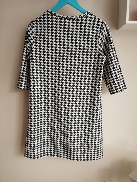 Tunika sukienka w pepitkę pepitka rękaw 3/4 kratka