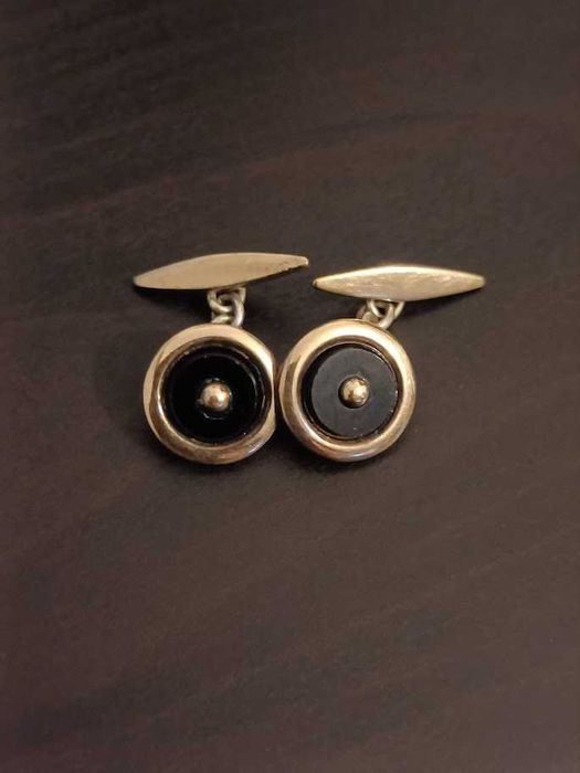 Par botões punho antigos em ouro e prata portuguesa