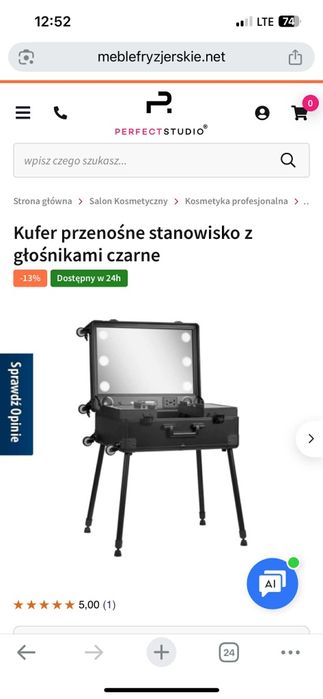 Kufer przenośne stanowisko z głośnikami czarne
