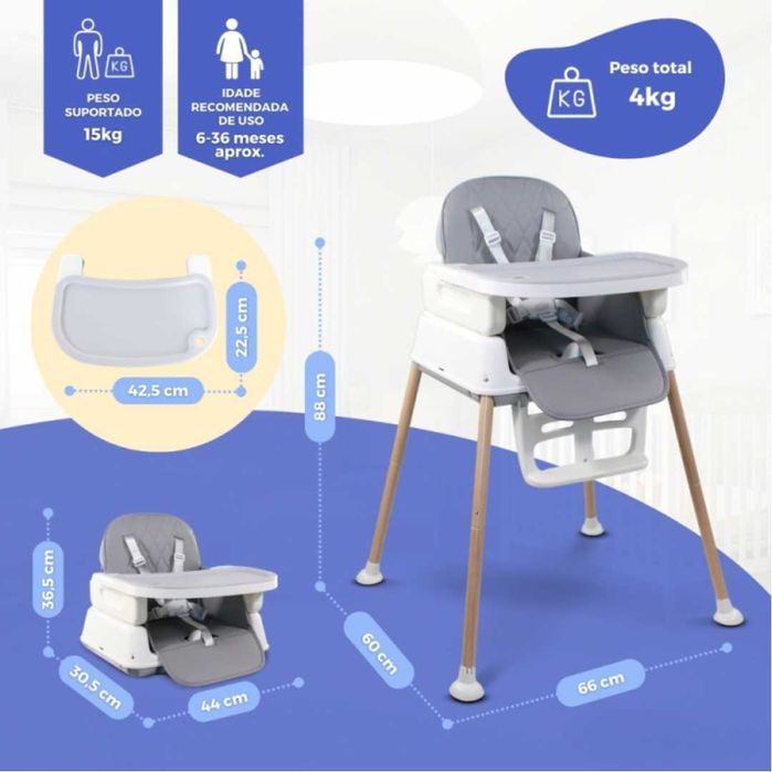 Cadeira Alta 3 em 1 – Cresce com o seu bebé!