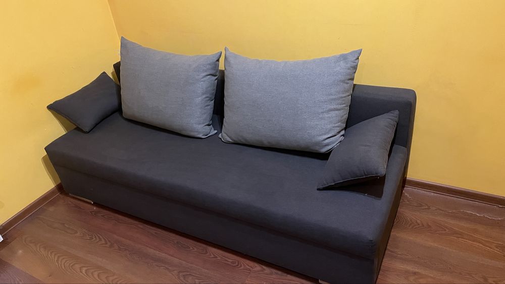 Kanapa sofa z funkcją spania. Szara. Wymiary 196x83 (196x122)