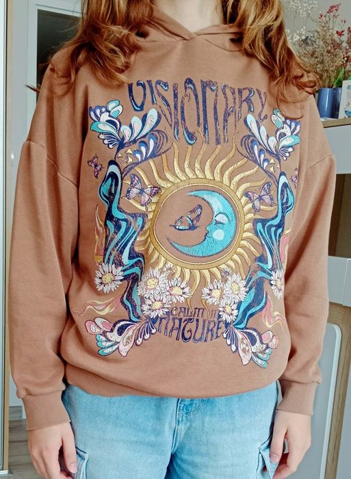 House - Bluza długa ciepła brązowa z kapturem