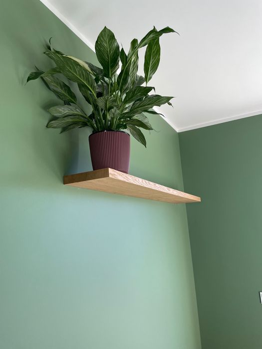 Półki dębowe, niewidoczny montaż