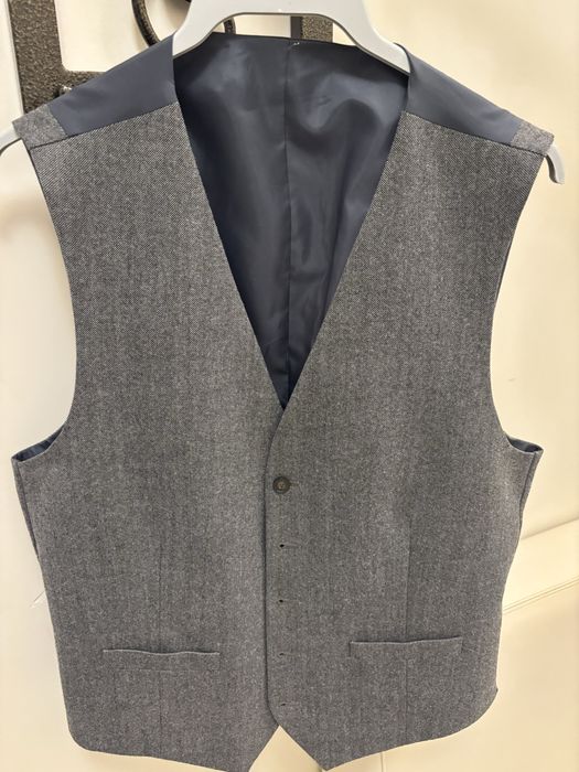 Szara welniana kamizelka m&s garniturowa uniwersalna