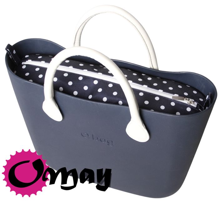 Granatowy organizer do OBAG STANDARD białe groszki 2 kieszenie OMAY