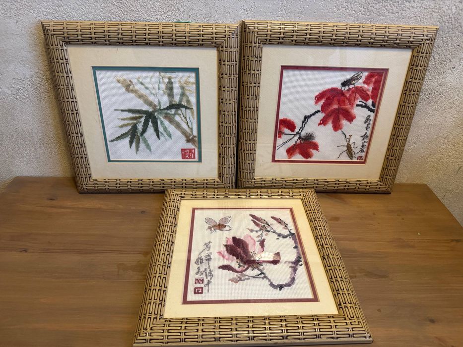 Вишита хрестиком картина із серіі «Квіти Японіі» ручна робота