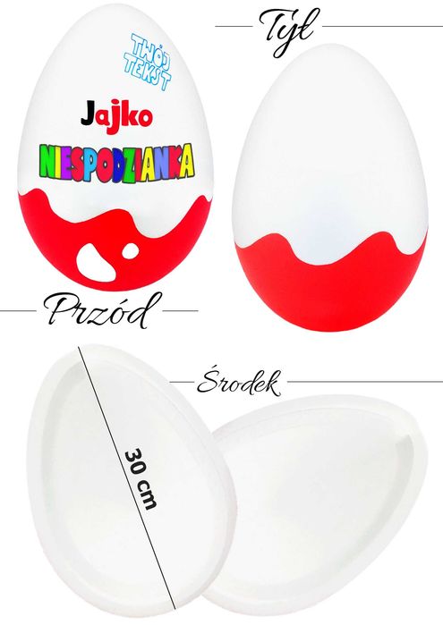 Duże JAJKO Niespodzianka XXL z imieniem personalizowane wielkie kinder