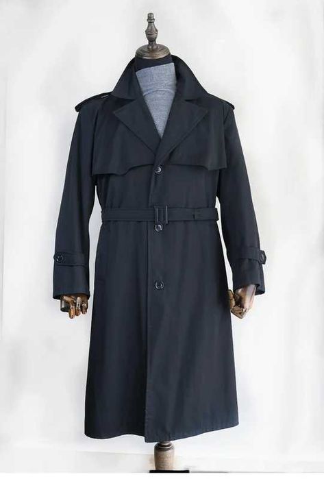 Płaszcz męski czarny trencz elegancki pasek wiosna XXL