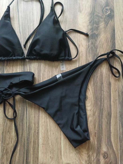 Czarny dwuczęściowy strój kąpielowy bikini XL, 2 szt majtek