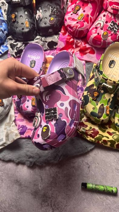 ‼️РОЗПРОДАЖ‼️ Crocs x Bape | Чорний, сірий, зелений, рожевий, синій, фіолетовий | Розміри 36–45