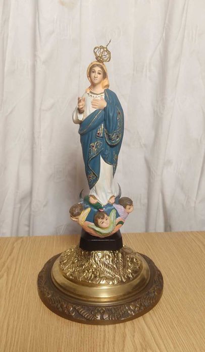 Estátua Nossa Senhora do Sameiro coroada + redoma