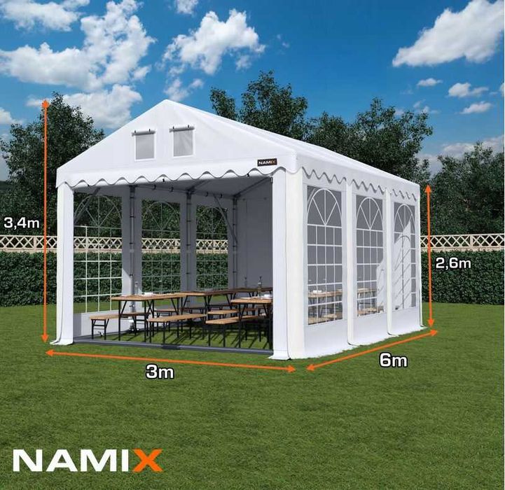 Namiot PRESTIGE 3x6-2,6m ogrodowy imprezowy garaż wzmocniony PVC 560g