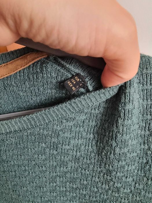 Camisola verde marinho Massimo Dutti Cotton Cashmere, tamanho L