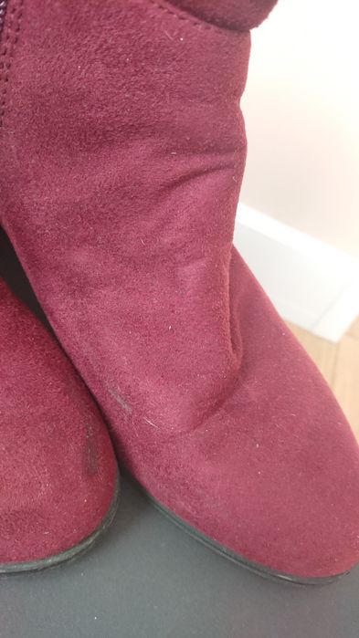Botki nie ocieplane bordowe zamsz 36