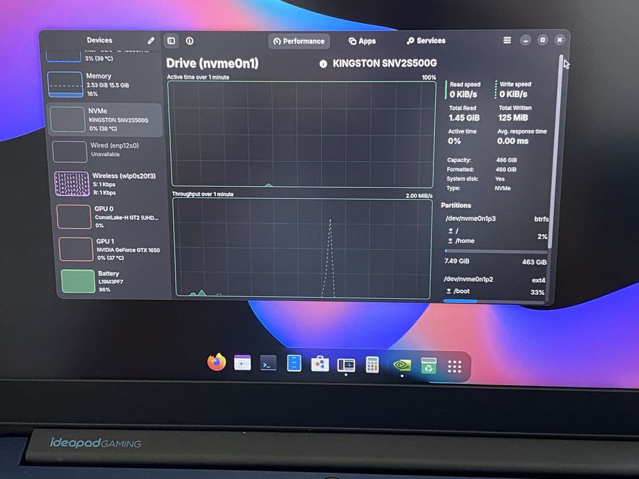 Lenovo IdeaPad Gaming 3 i5-10300H GTX 1650 16GB RAM 500GB NVMe SSD