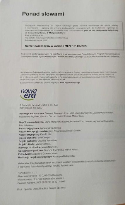 Ponad słowami 2 część 1 i 2  język polski + Maturalne karty pracy