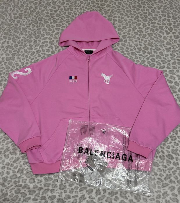 Bluza Balenciaga zip up hoodie Polo pink