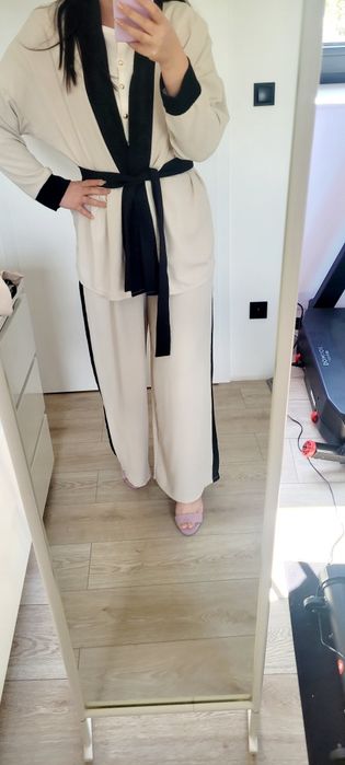 Komplet beżowy garnitur damski elegancki xxxl beżowy