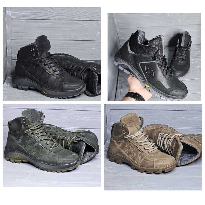 Мужские койот хаки черные прошитые зимние деми ботинки на мембране!!!