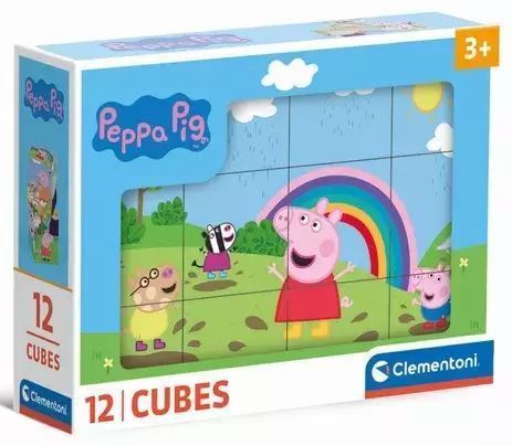 Klocki  Peppa Pig 12 elementów 41195. Clementoni. Nowy Produkt