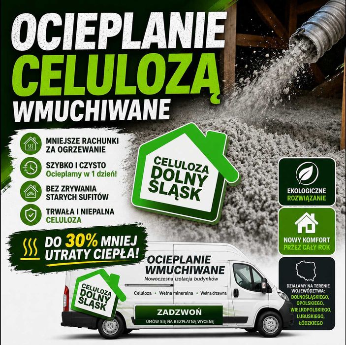 uchanie stropu, termoizolacja doOcieplanie celulozą wdmuchiwaną, izolacja poddasza, dmmu, naprawa ocieplenia, eko izolacja, wygłuszenie skosów wełna