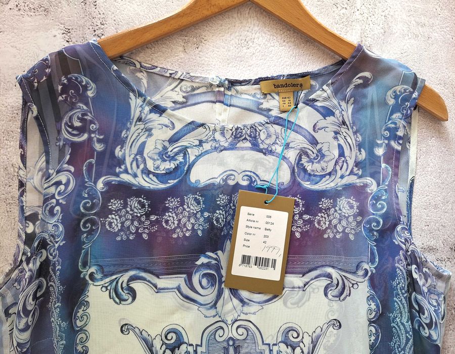 Nowa Długa Sukienka Narzutka Plażowa z Pięknym Wzorem Bandolera L/XL