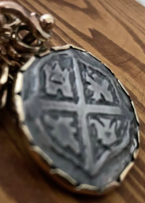 Złoto&srebro zawieszka  4 real Hiszpania 1622 Atocha