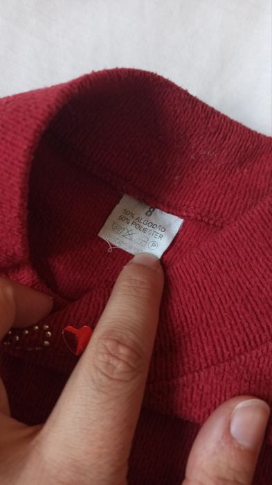 Camisola manga comprida vermelha criança 8 anos C&F