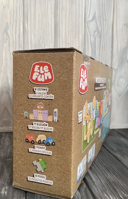 Дерев‘яні машинки з кубиками elefun