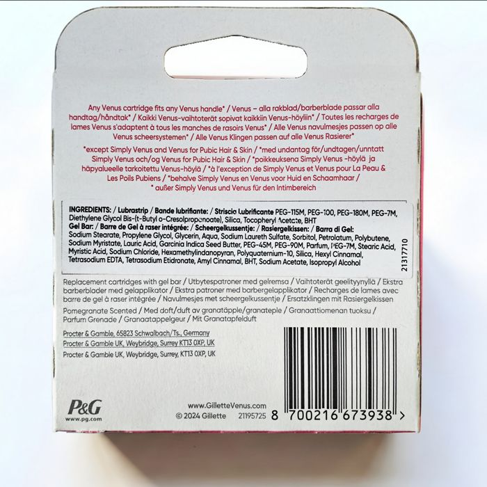 6 шт Змінні касети Gillette Venus 5 PRO Comfortglide Pomegranate Olay