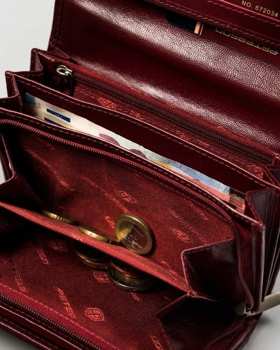 portfel damski na zatrzask ze skóry naturalnej - peterson