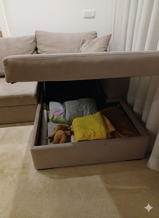 Sofá Premium ANTARTE | 3 Lugares + Chaise Longue (Baú e Cama)