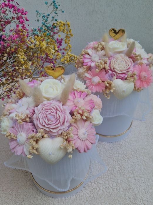 Flower box ze świec sojowych naturalne świeczki