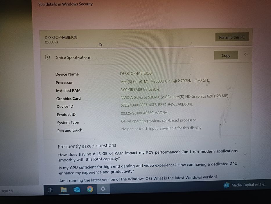 Pc Portátil K556u - i7 7500u