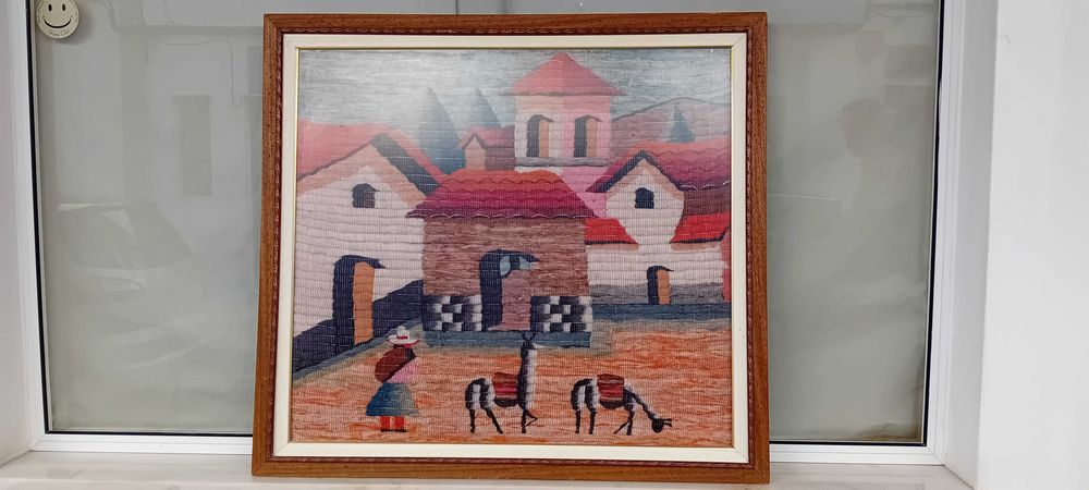 Quadro Tapeçaria em lãl com Moldura 110 x 101 cm!