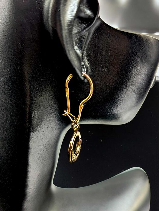 Złote wiszące kolczyki 585 3,16g zap. bigiel / czerwone złoto