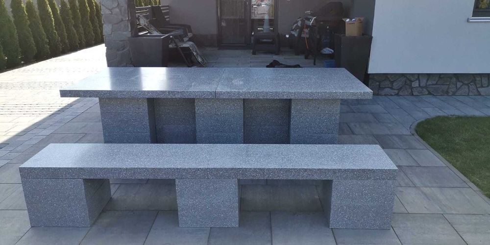 Zestaw Stół Betonowy Plus Ławki