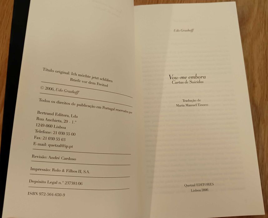 Vou-me embora - Cartas de suicidas (Udo Grashoff)