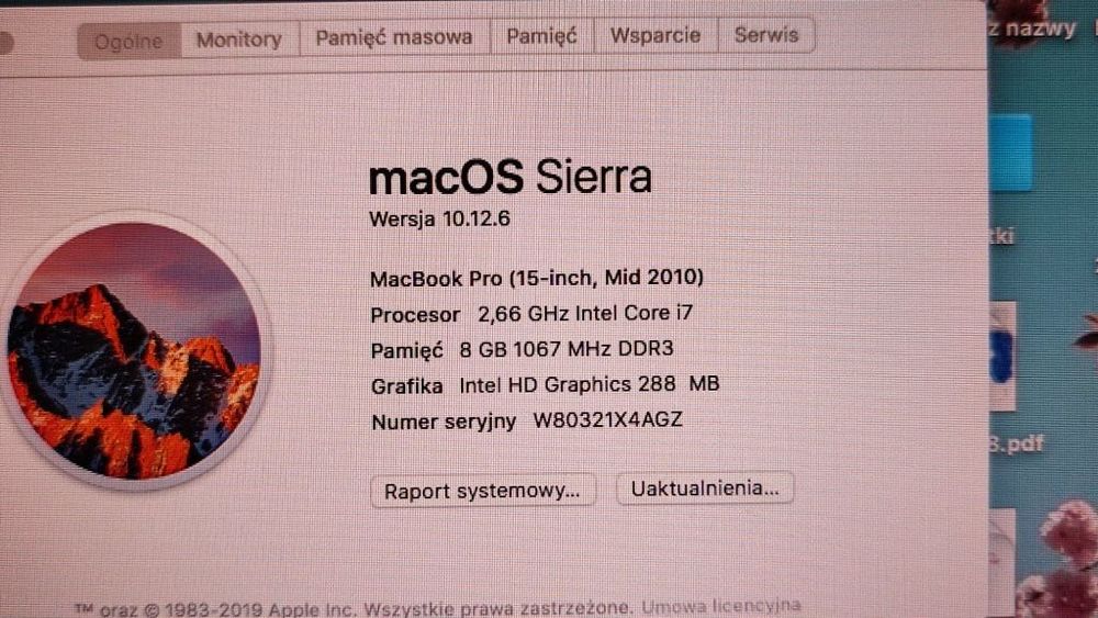 Macbook Pro 15,4" lekko uszkodzony A1286 bez dysku