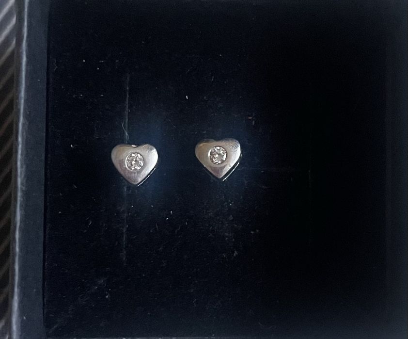 Kolczyki diamenty brylanty 0.20ct  Cudo. Serca pr.585