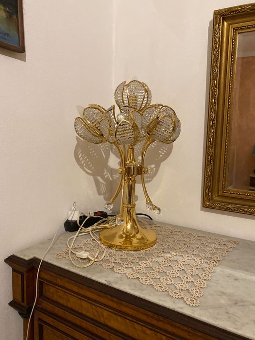 Majestoso Espelho Biselado Madeira Maciça Talha Dourada 1,22 mt Antigo