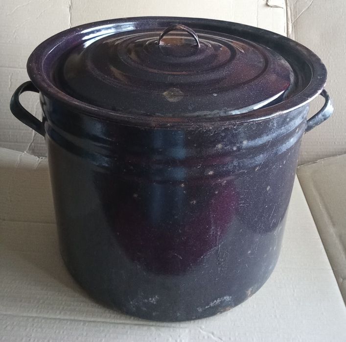 Бак 40 л эмалированный кастрюля выварка ёмкость для воды с крышкой