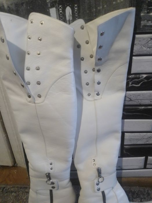 Сапоги ботфорты белые