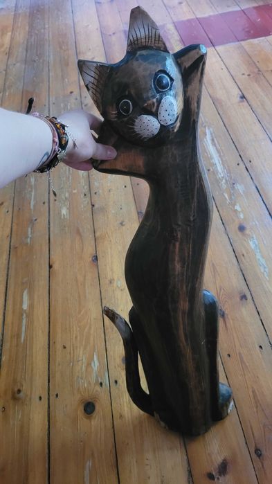 Figurka kot drewniany duży