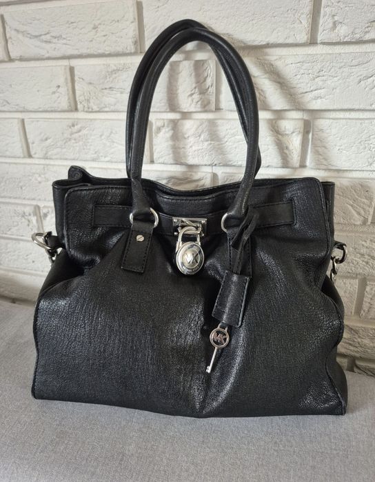 Torebka MK Michael Kors Hamilton czarna skóra naturalna mieści A4