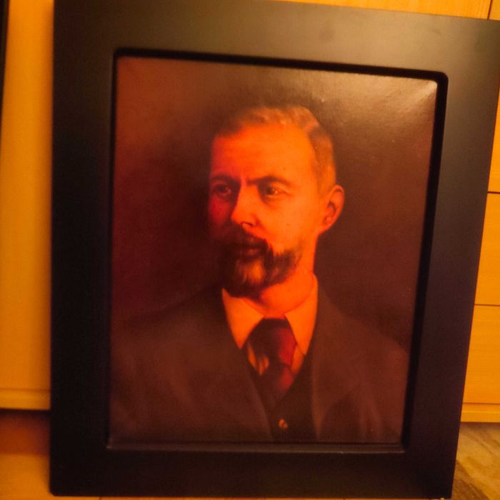 Stary Obraz portrety założycieli fabryki Rolls Rolyce Antyk