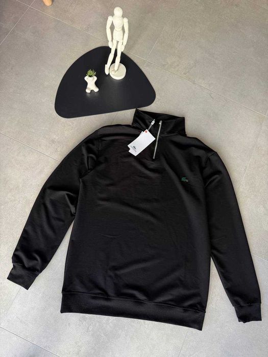 Кофта  світшот Полузамок Lacoste 1/3 полу зип поло кофта лакоста Black