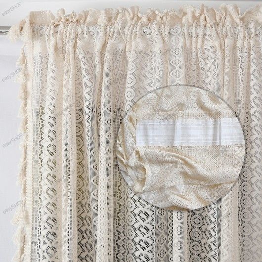 Komplet piękne 2 firany koronkowe boho