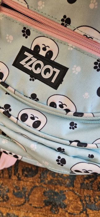 Plecak piórnik loozz panda turkus usztywniane plecy lekki trzykomorowy